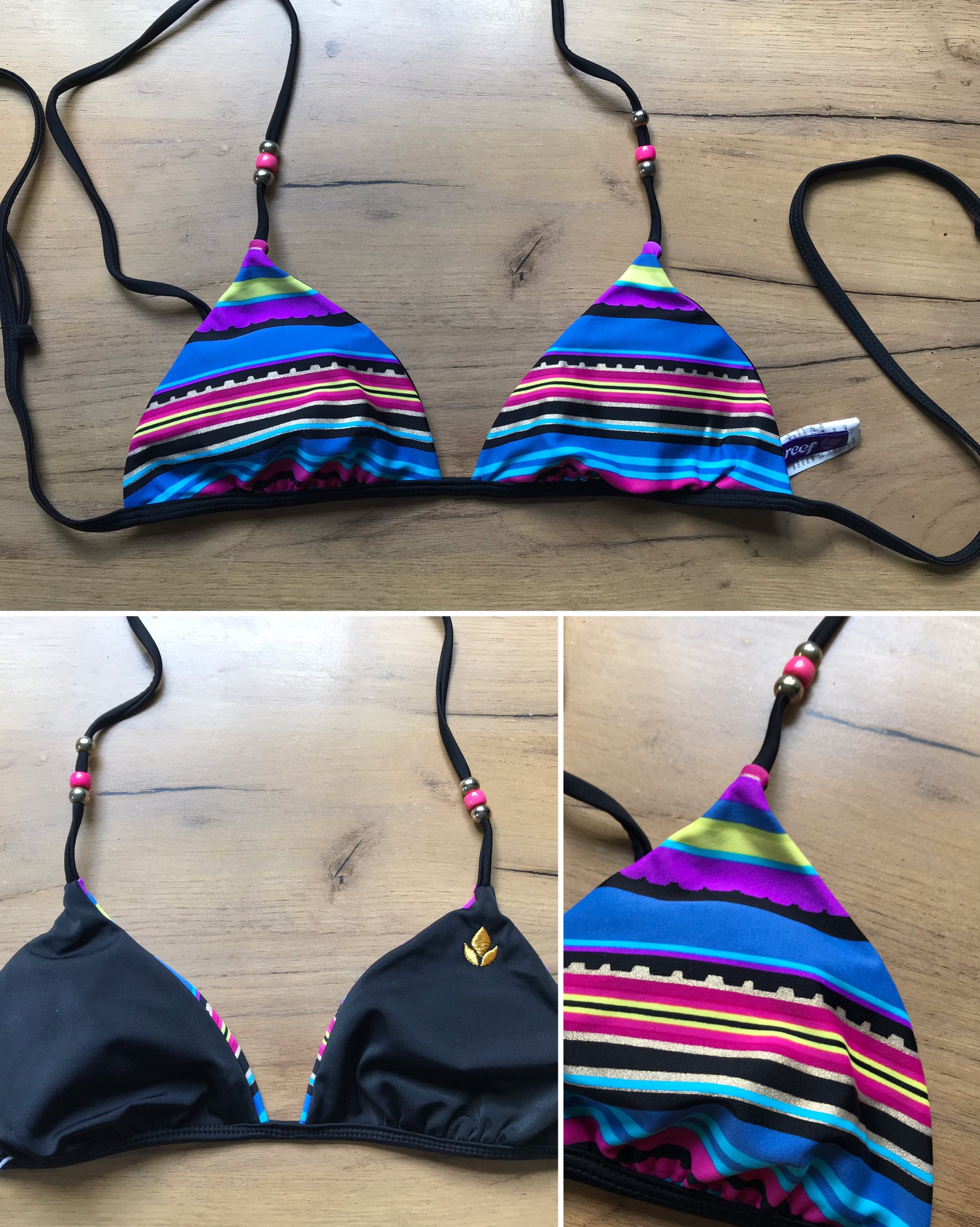 bikini top reversible blk/print . s
