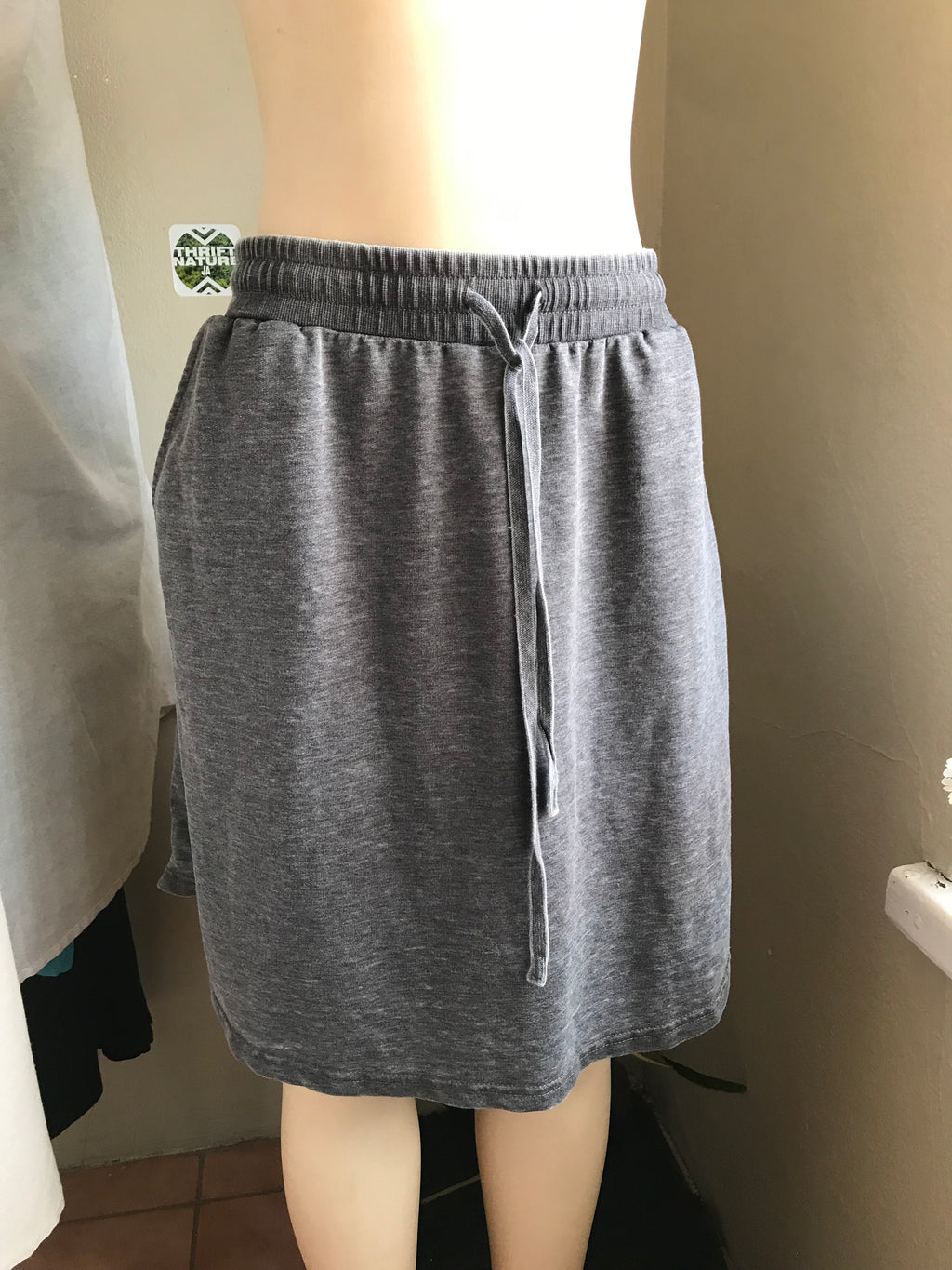 grey soft skirt draw string /xl