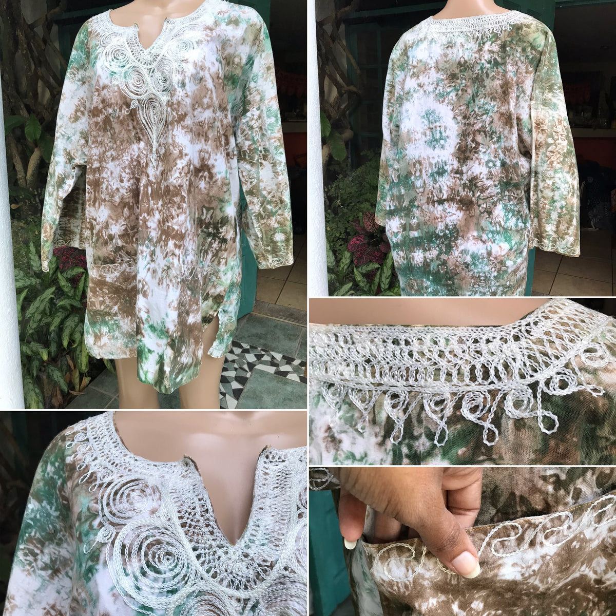 vintage earth tones organic tie dye long sleeve top with pockets … /xl :2x,,,