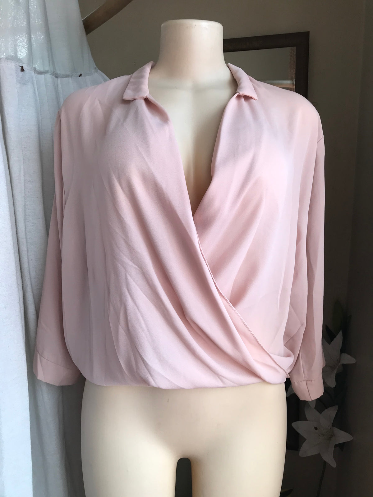 c russe bluash wrap collared blouse … M