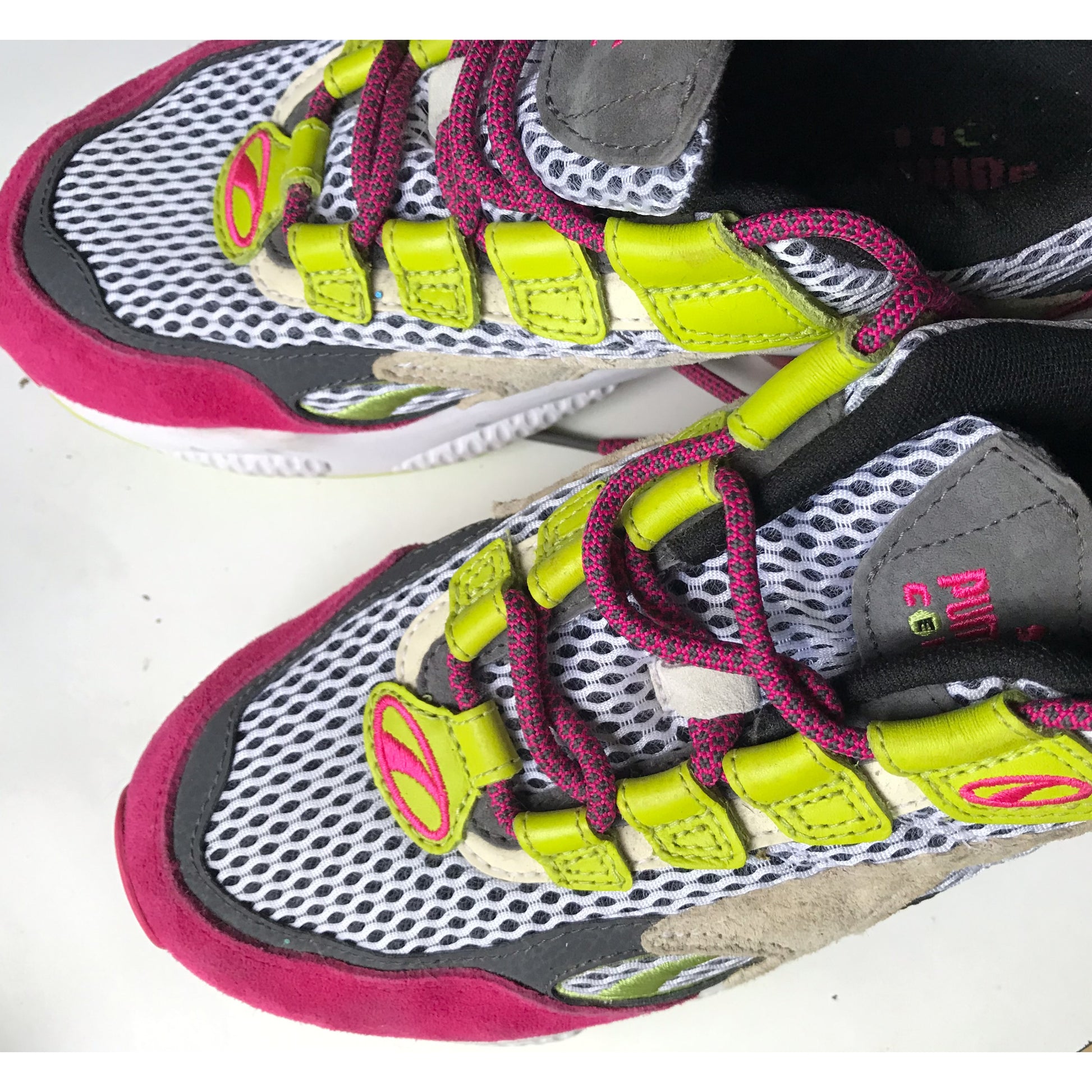 Puma cell sneakers pink & green /// Women's size 9