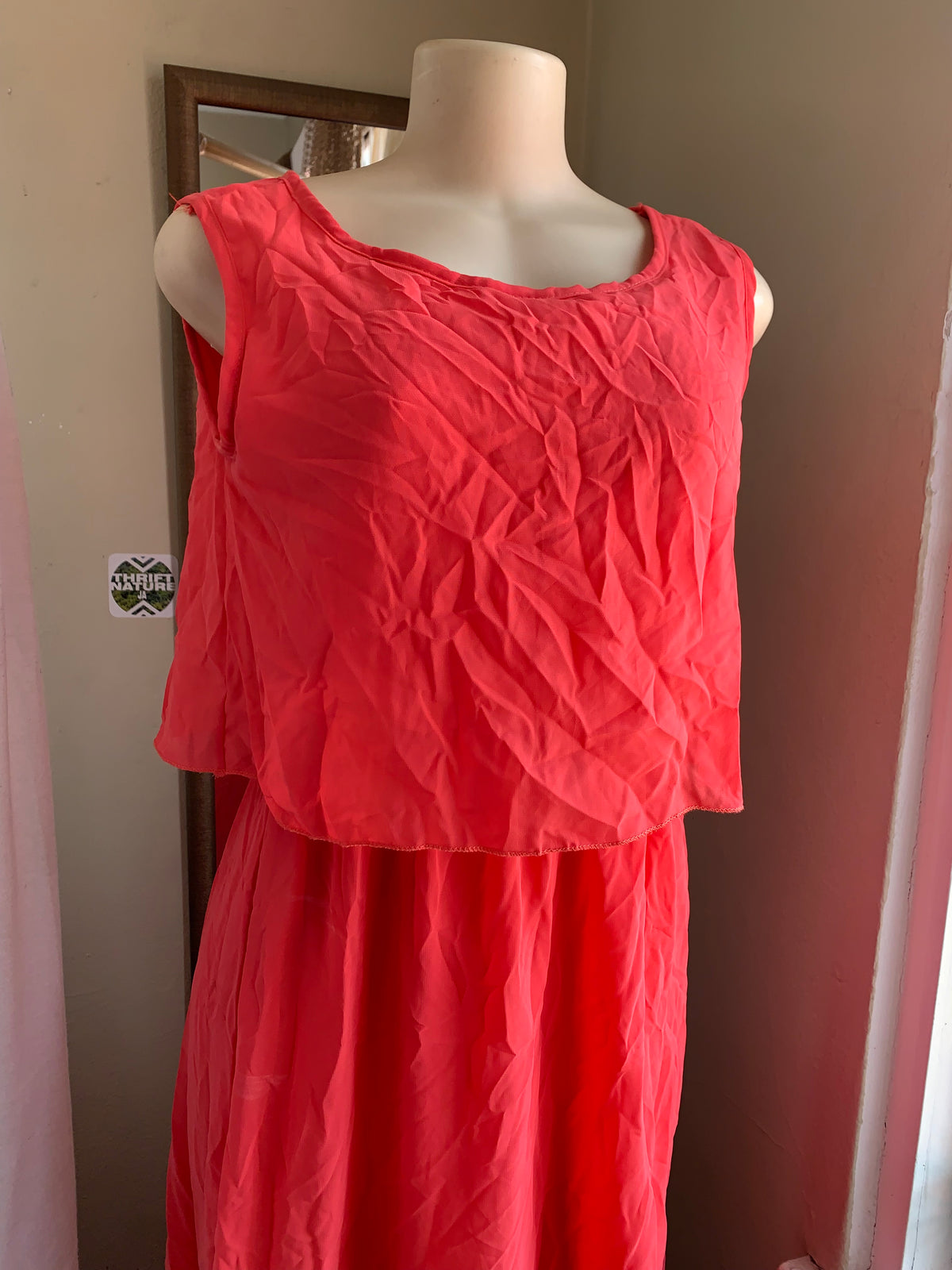 new tag Pink Peach Maxi dress with back cut out L