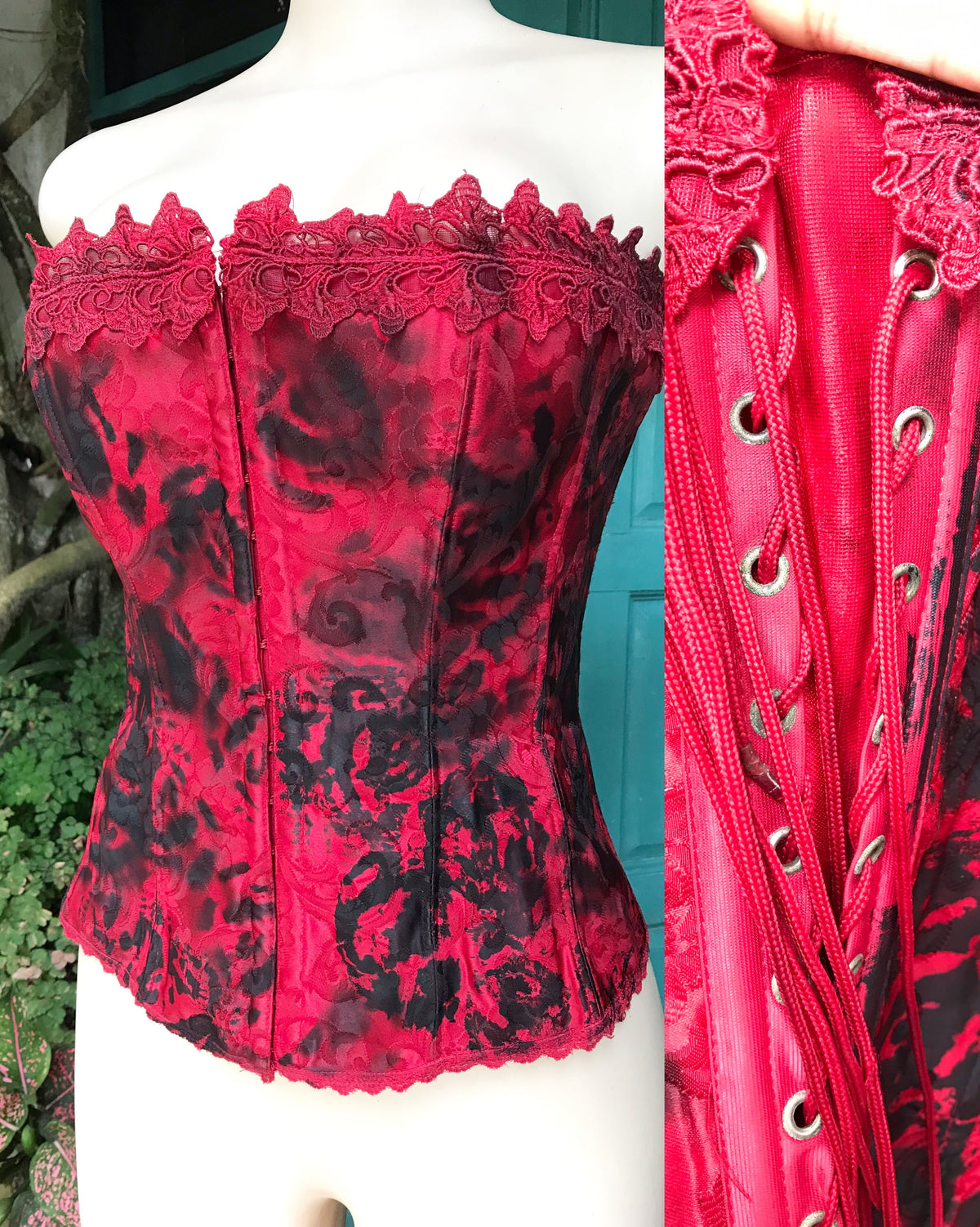 red lace up corset ... 36 band and up