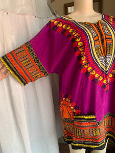 Purple cotton African Dashiki ,,, one size