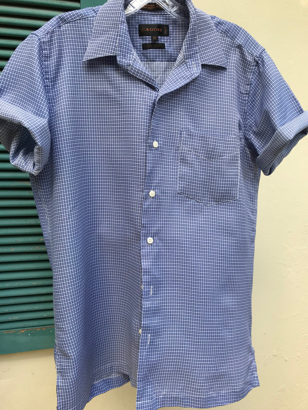 blue fine plaid mens shirt m