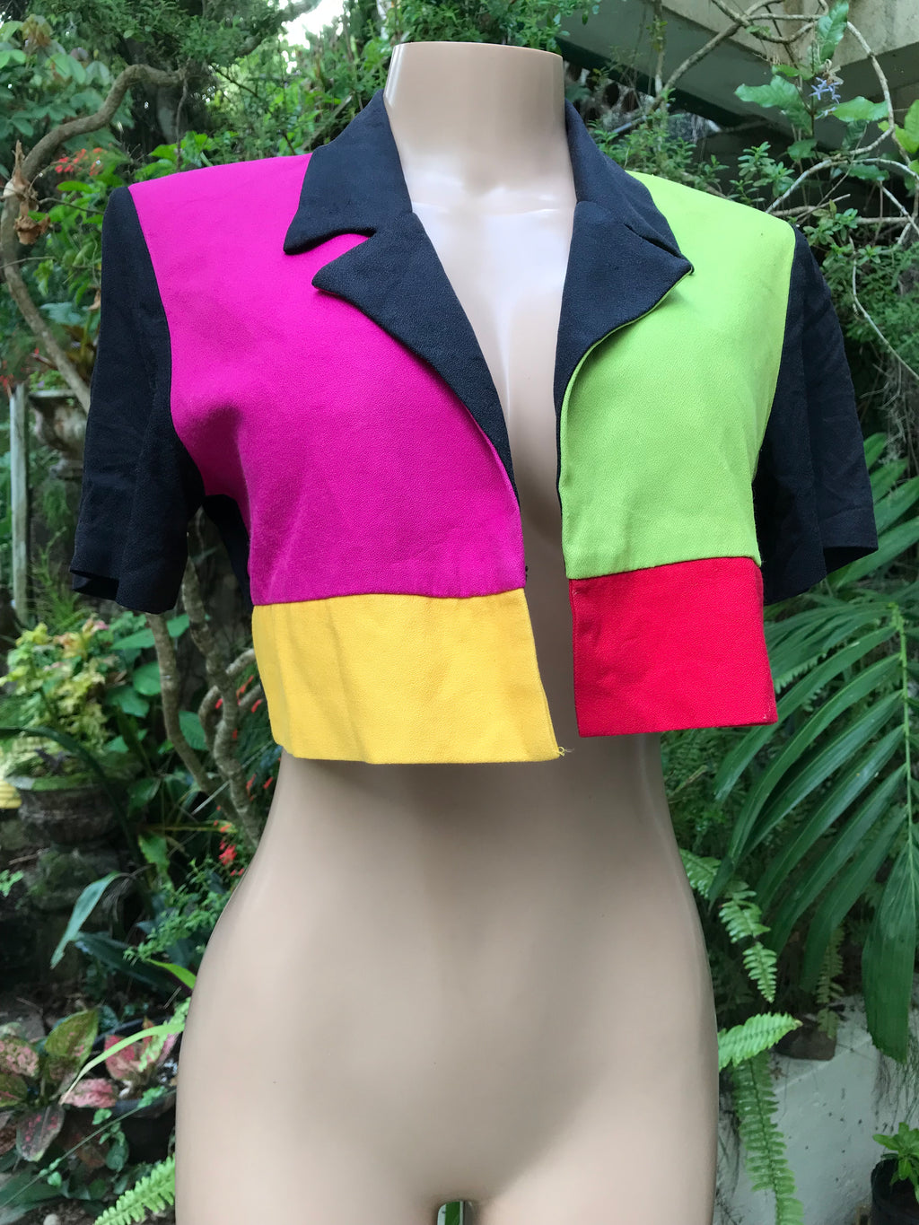 Vintage Colour Block Cropped Jacket ^^^ S >>>