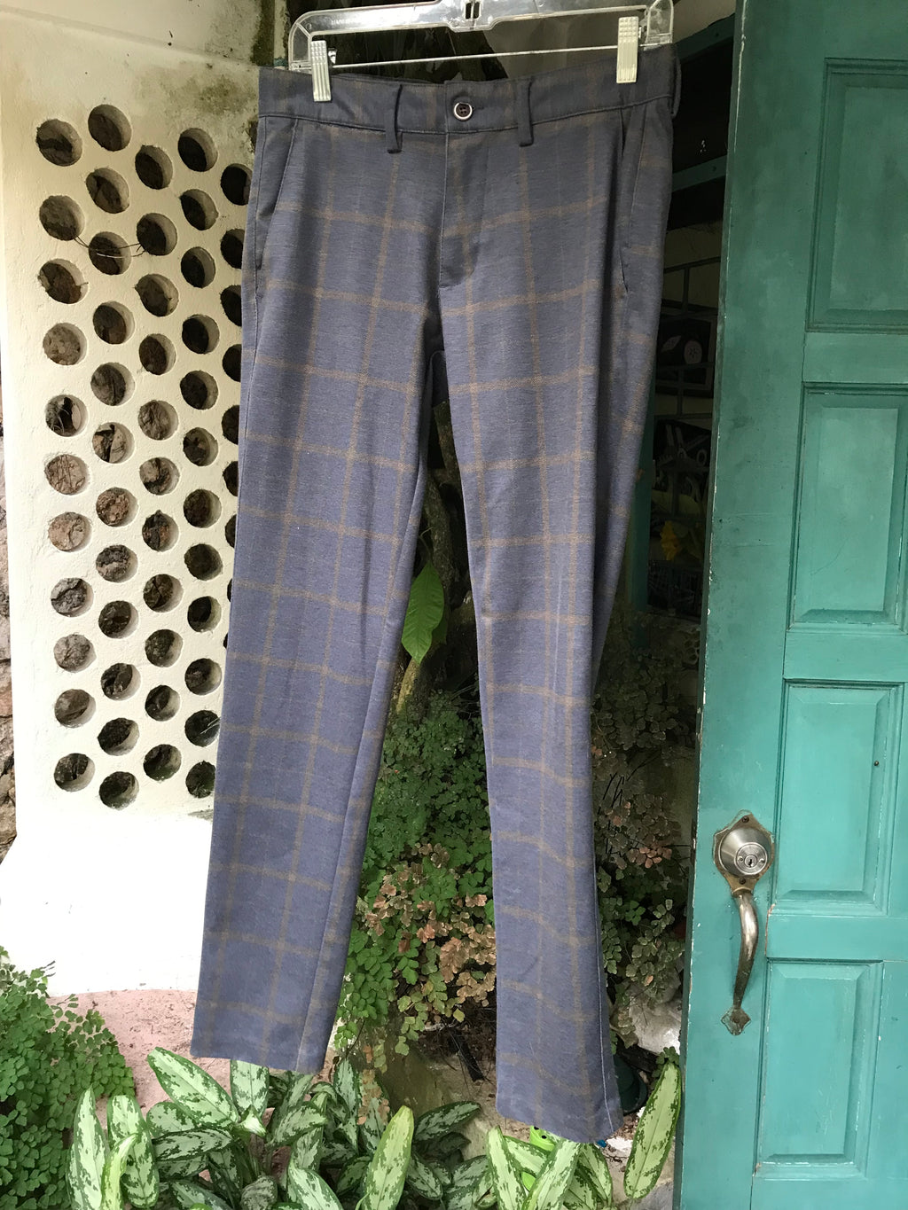 Grey Plaid Preppy Work Pants ::: M / w30
