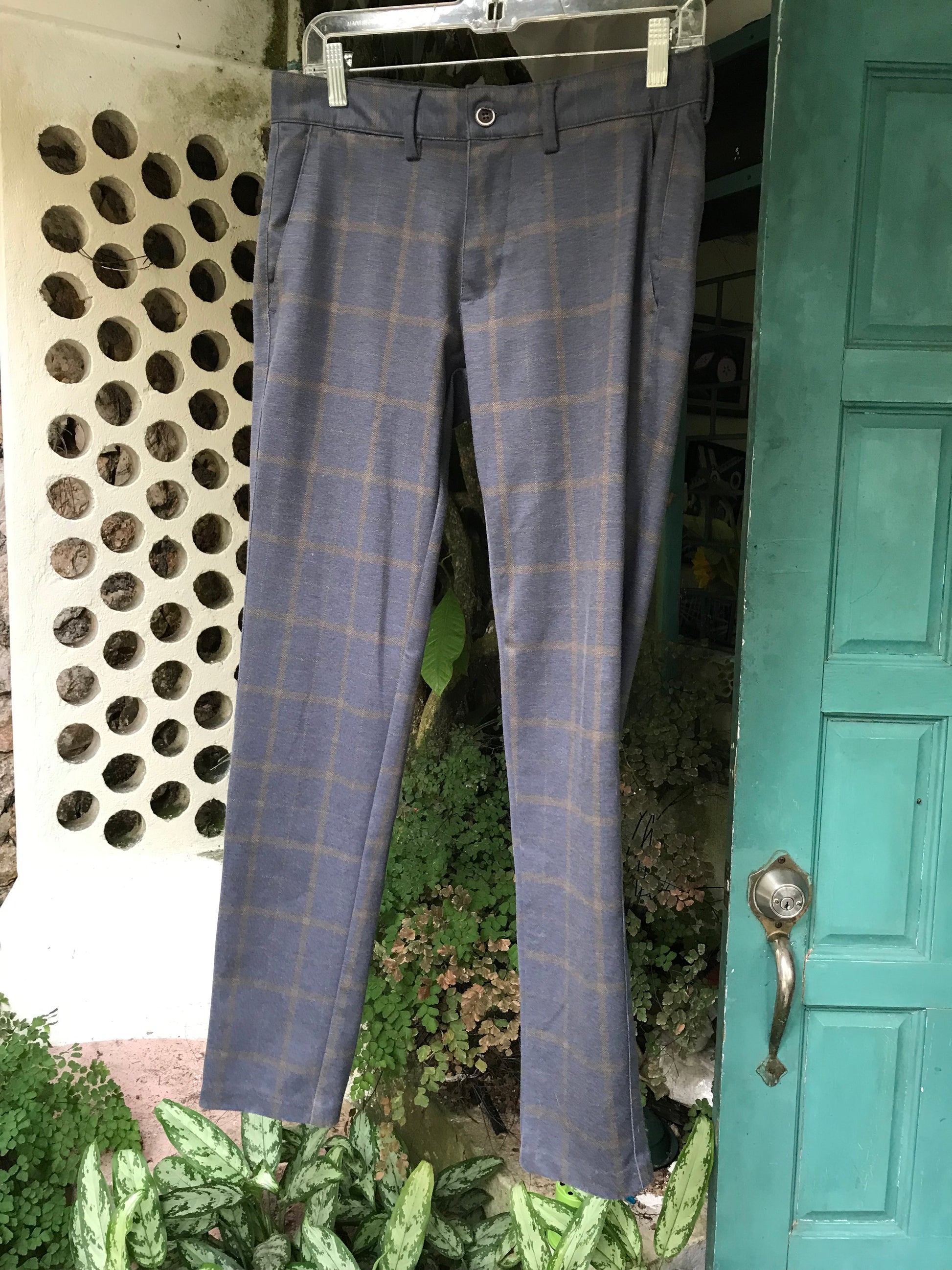 Grey Plaid Preppy Work Pants ::: M / w30