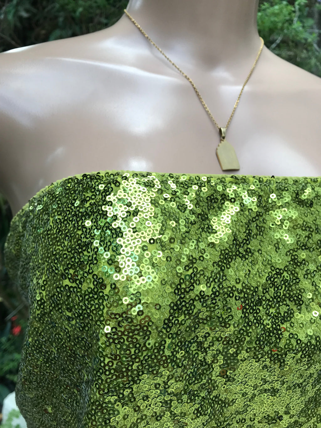 Mermaid Green Sequin Tied Top / Cheeky Mini Skirt ... M