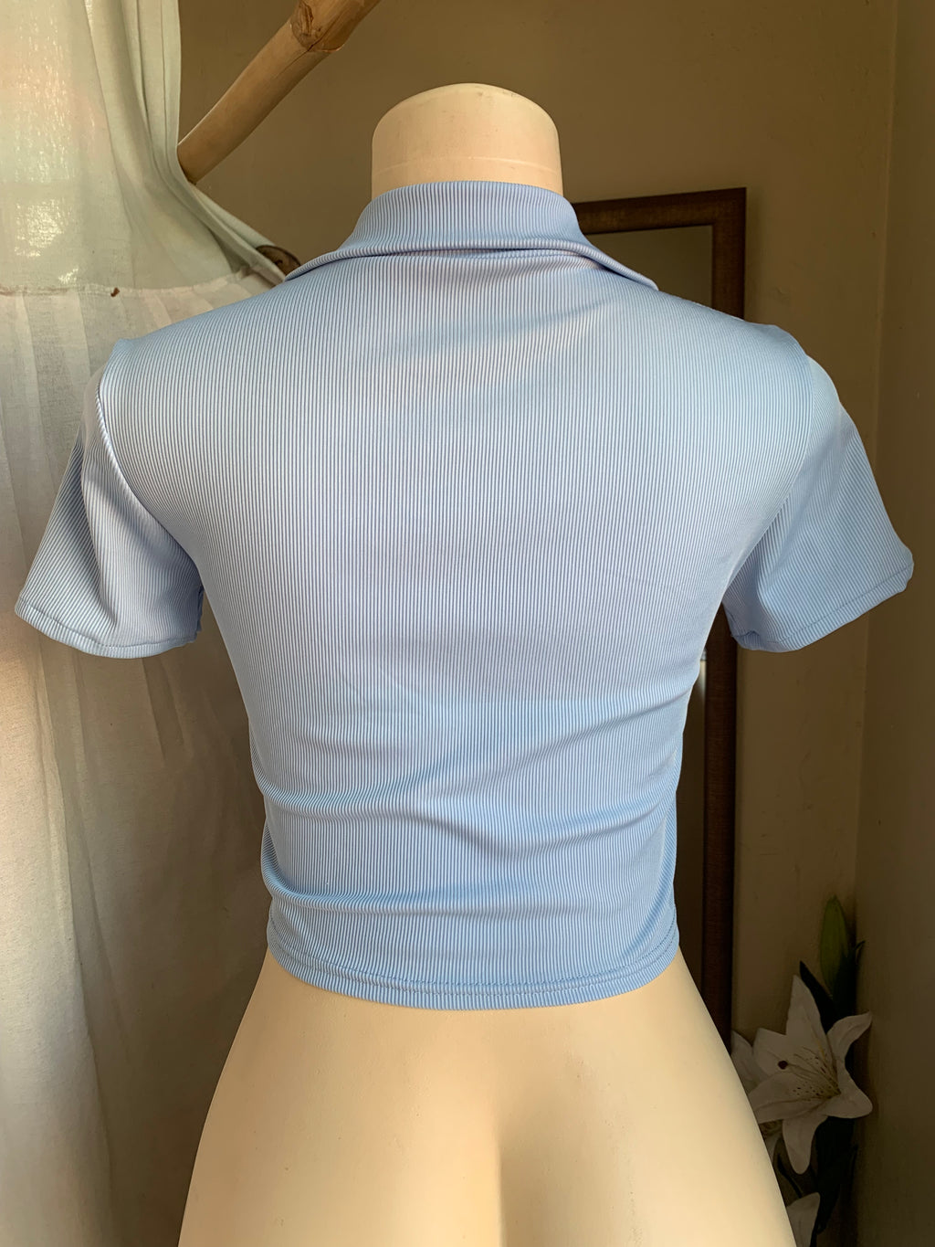 Baby blue zip up crop top ... s/m