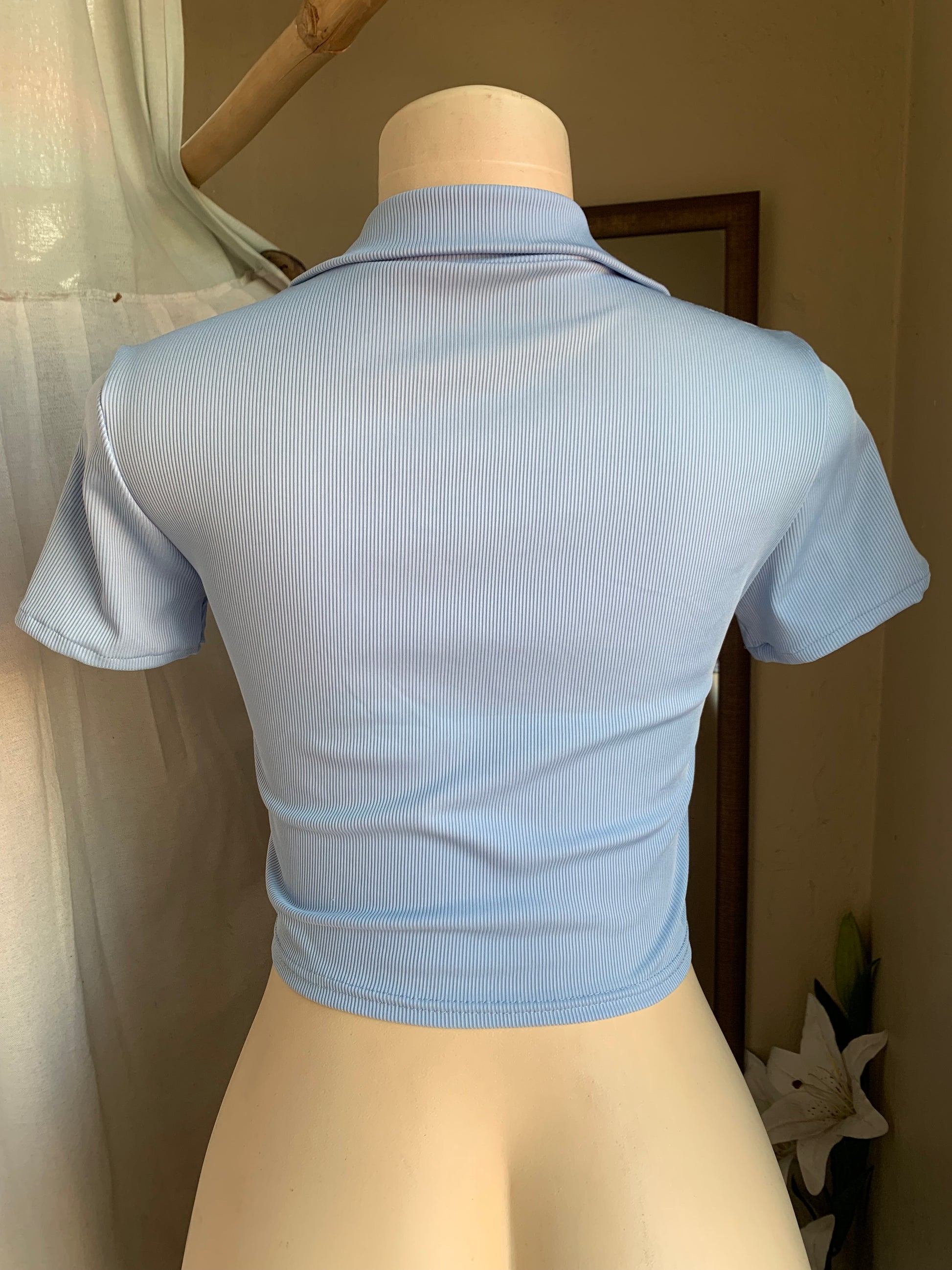 Baby blue zip up crop top ... s/m