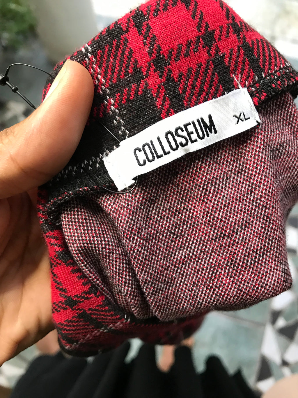 90s style Red tartan a line skirt zip /XL