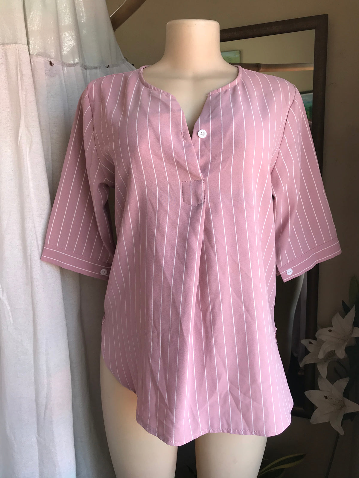 Pink pin stripe blouse … M