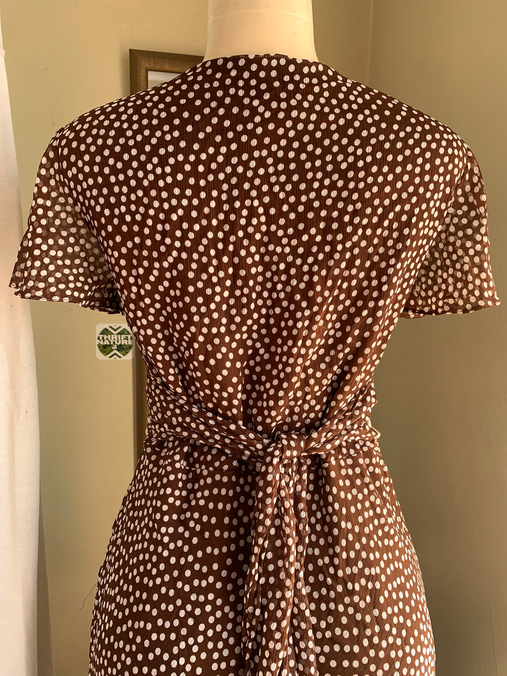 retro brown print dress m
