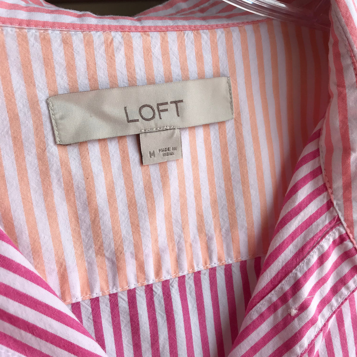 orange red stripe button shirt