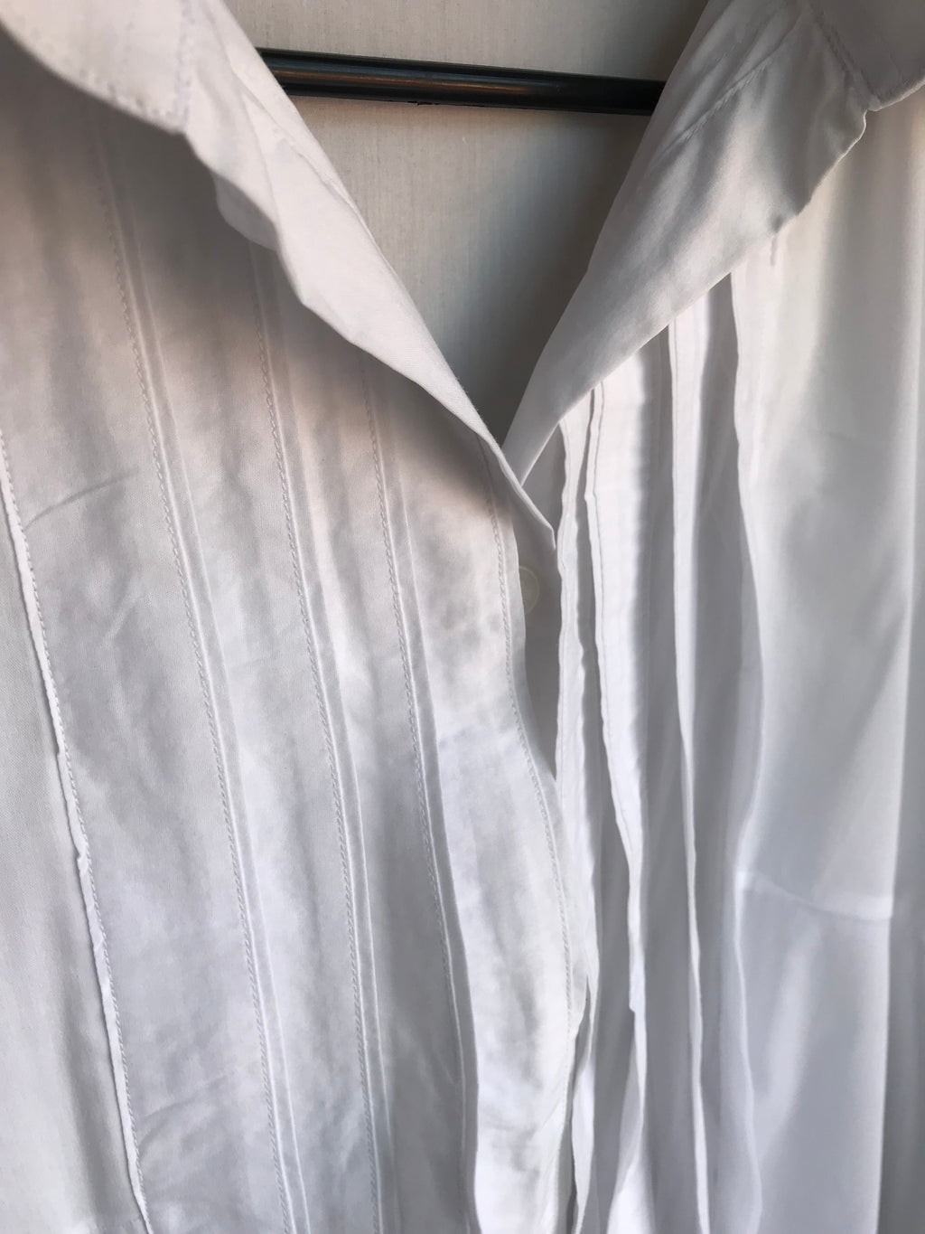 white organic pleat front button shirt ... /xl