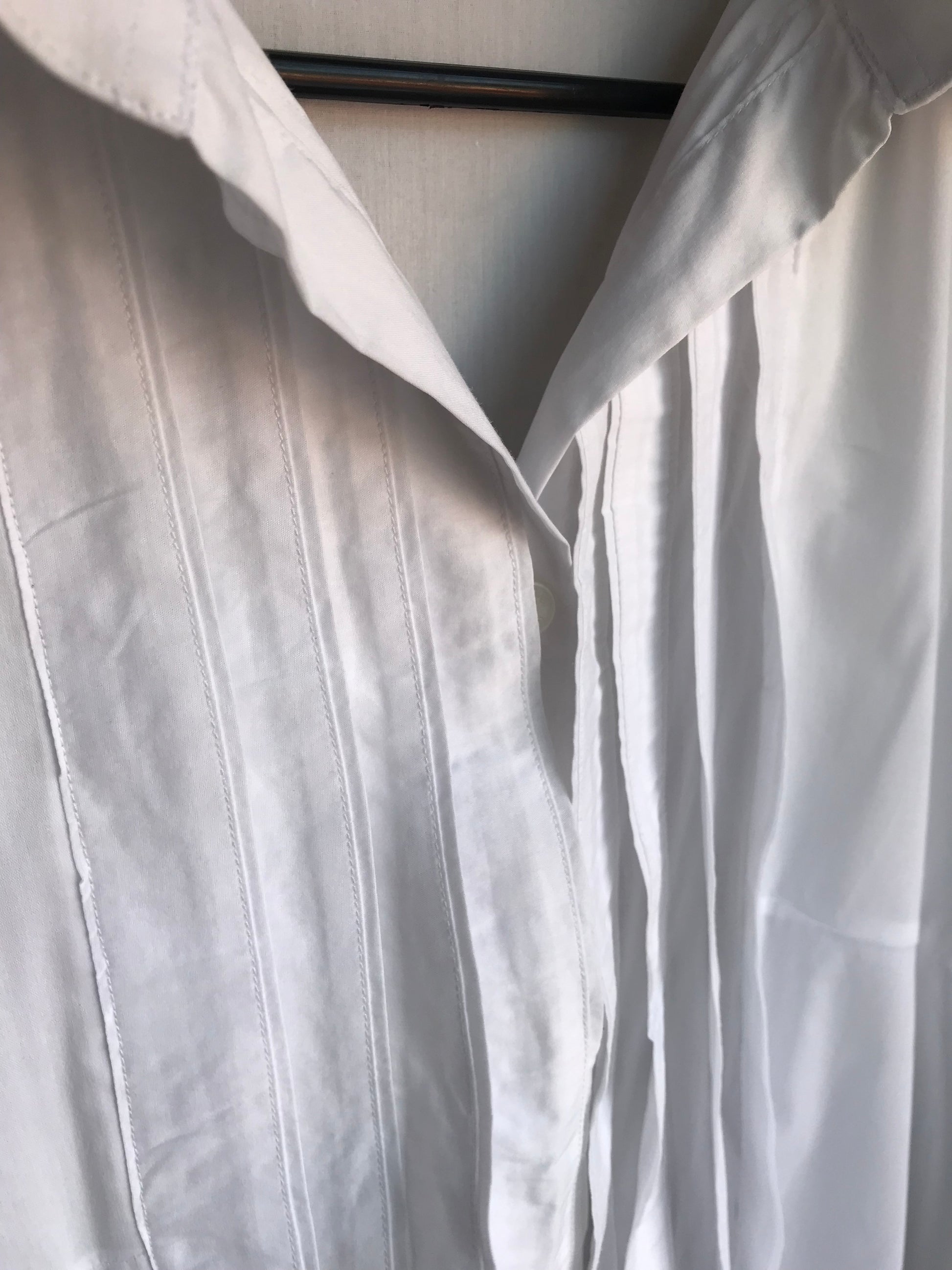 white organic pleat front button shirt ... /xl