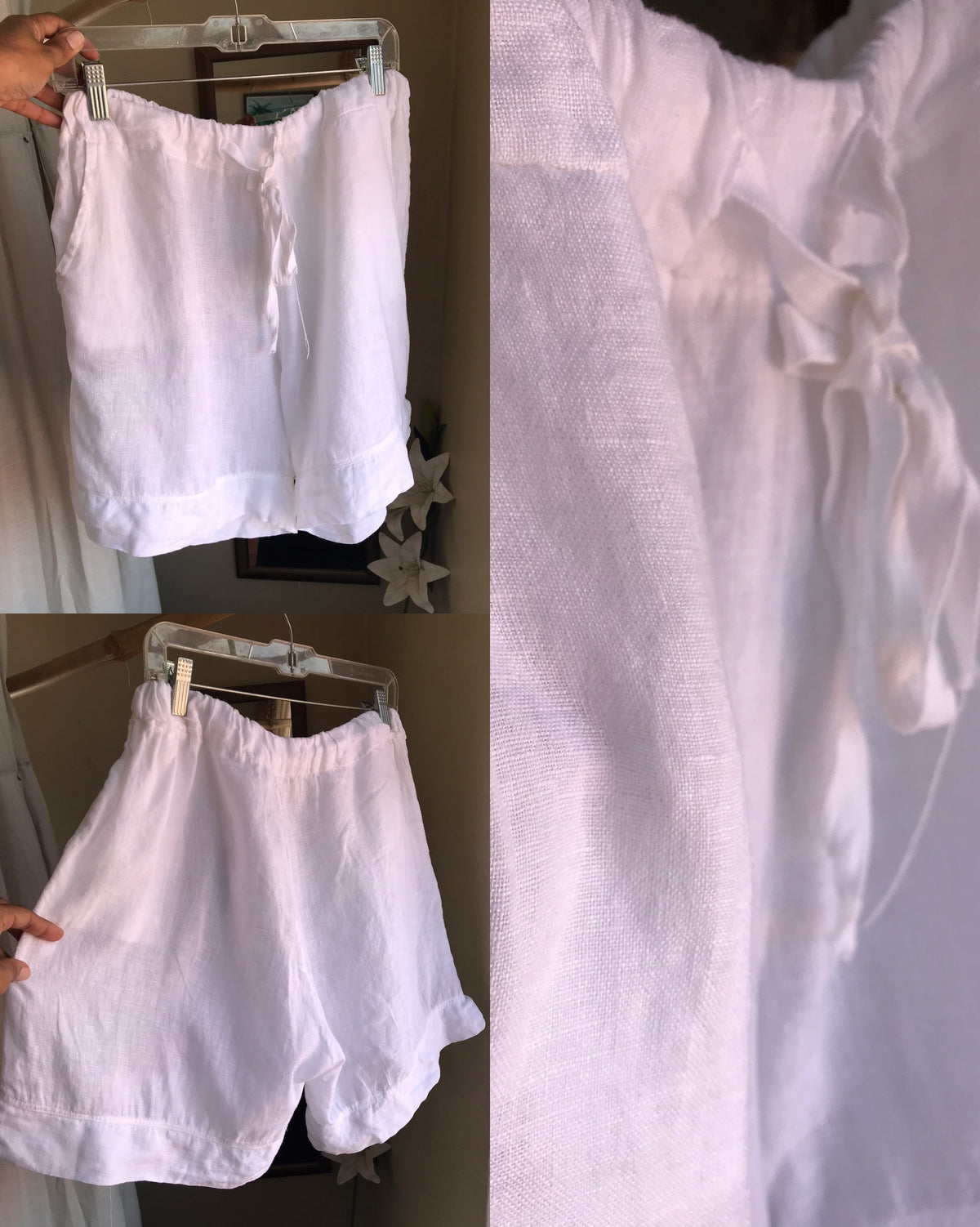 white Linen shorts