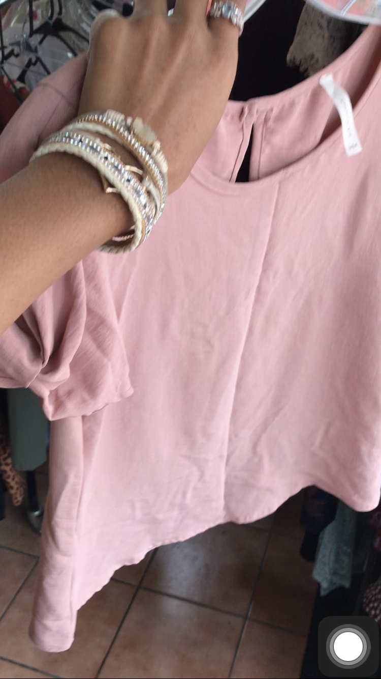 Blush work top keyhole back knot sleeve m