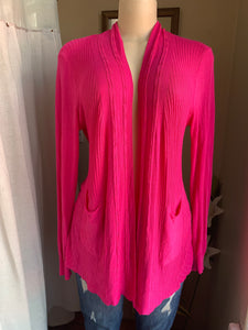 Hot pink soft knit cardigan >>> fits up to L