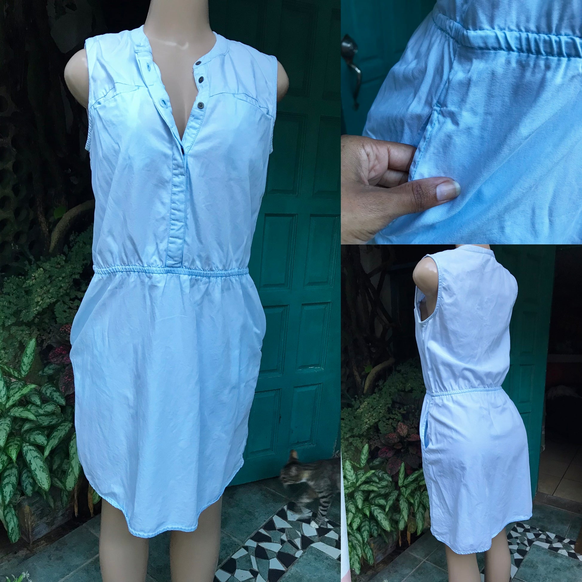 Light blue denim shirt dress Sleeveless . m