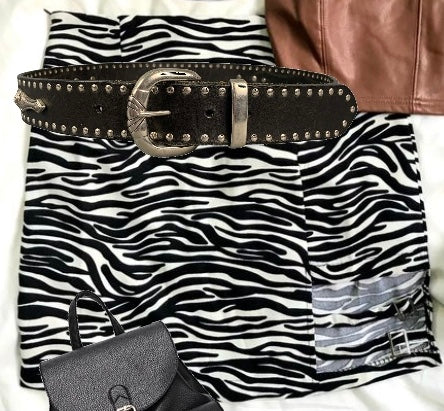 zebra print mini skirt with cutout s