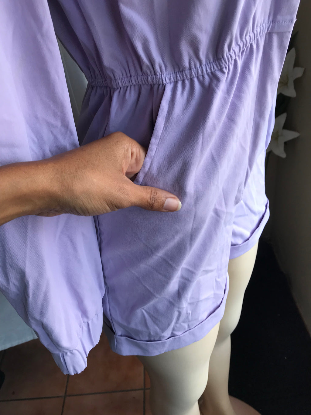 Lavender zip up romper ~~~ s