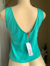 Load image into Gallery viewer, New Tag turquoise tank top with cheetah detail. Locally made… M
