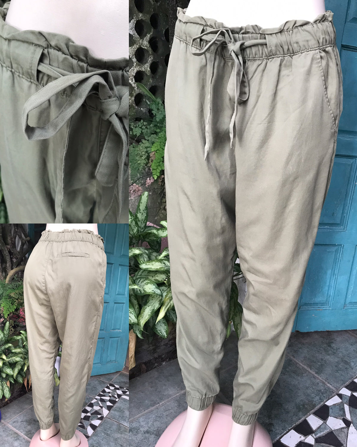 earth green ruffle top lounge pants ::: m