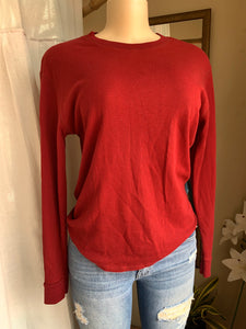 Deep red textured cotton long sleeve shirt … s