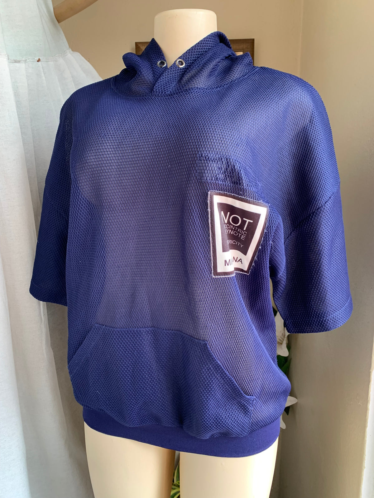 Navy blue mesh hoodie <<< fits up to L ... ;;;