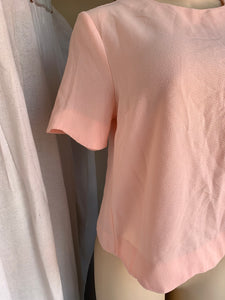 Pastel pink wave trim blouse with button down back detail … s