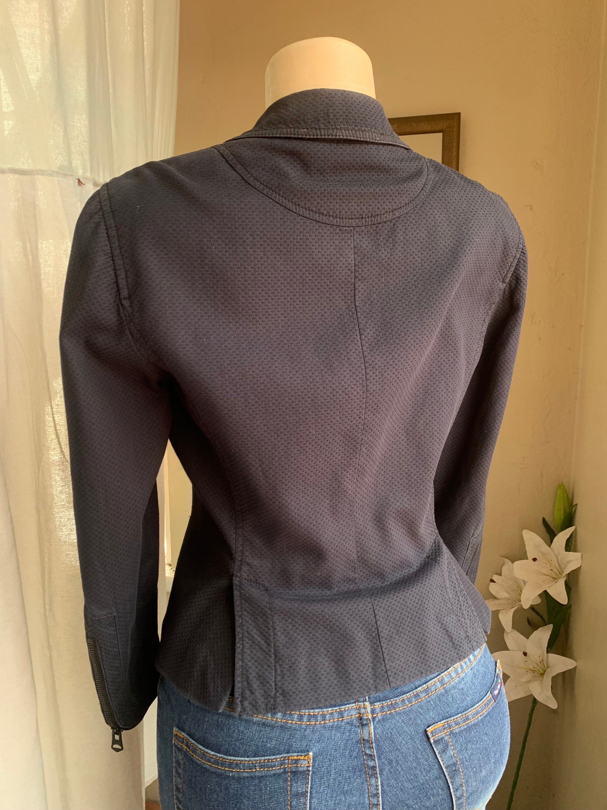 Navy blue blazer with zipper detail M >>>