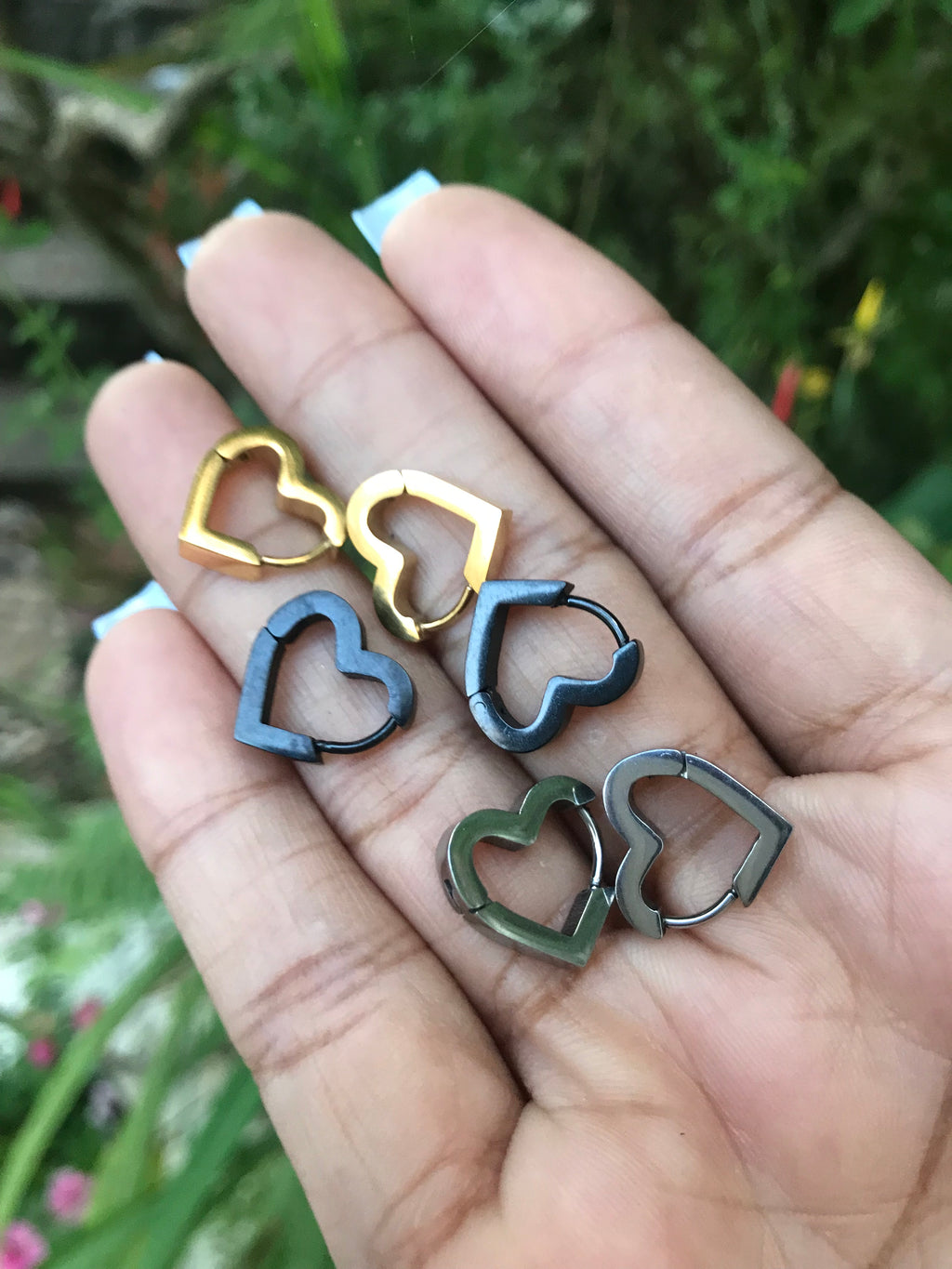 New Heart Shape Stainless Steel Earrings *** Gold/Black/Silver