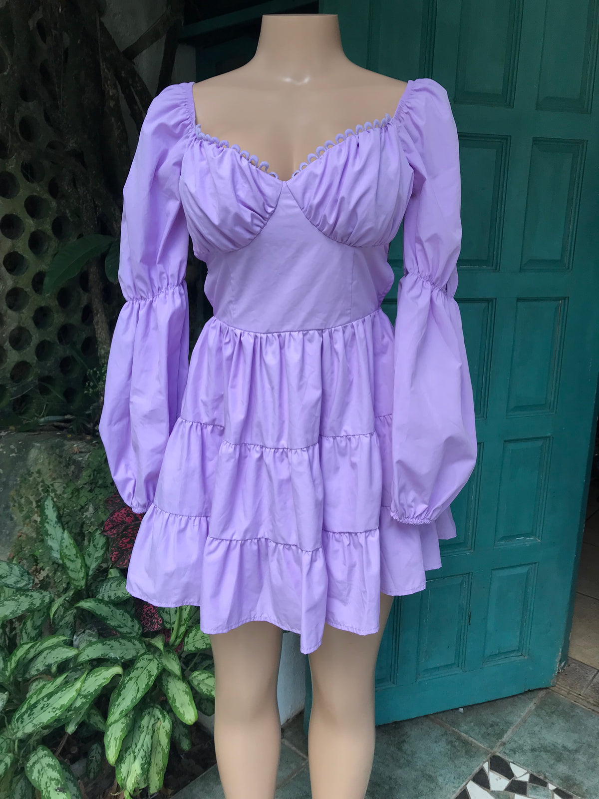 lavender peasant mini dress s/m