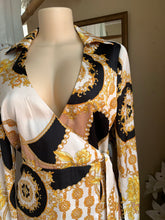 Load image into Gallery viewer, gold chain wrap ornate dress with collar M
