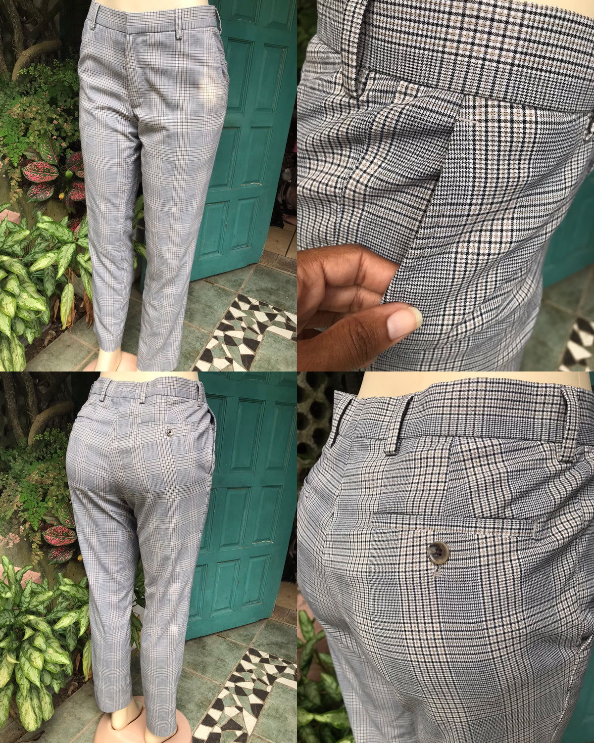 grey plaid professional pants ::: m / w32