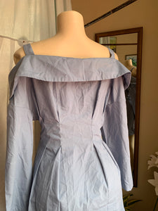 Off the shoulder shirt dress with corset style waist . L