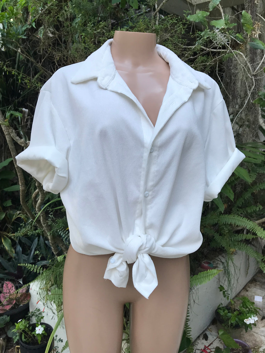 Mens white light corduroy shirt … 2X