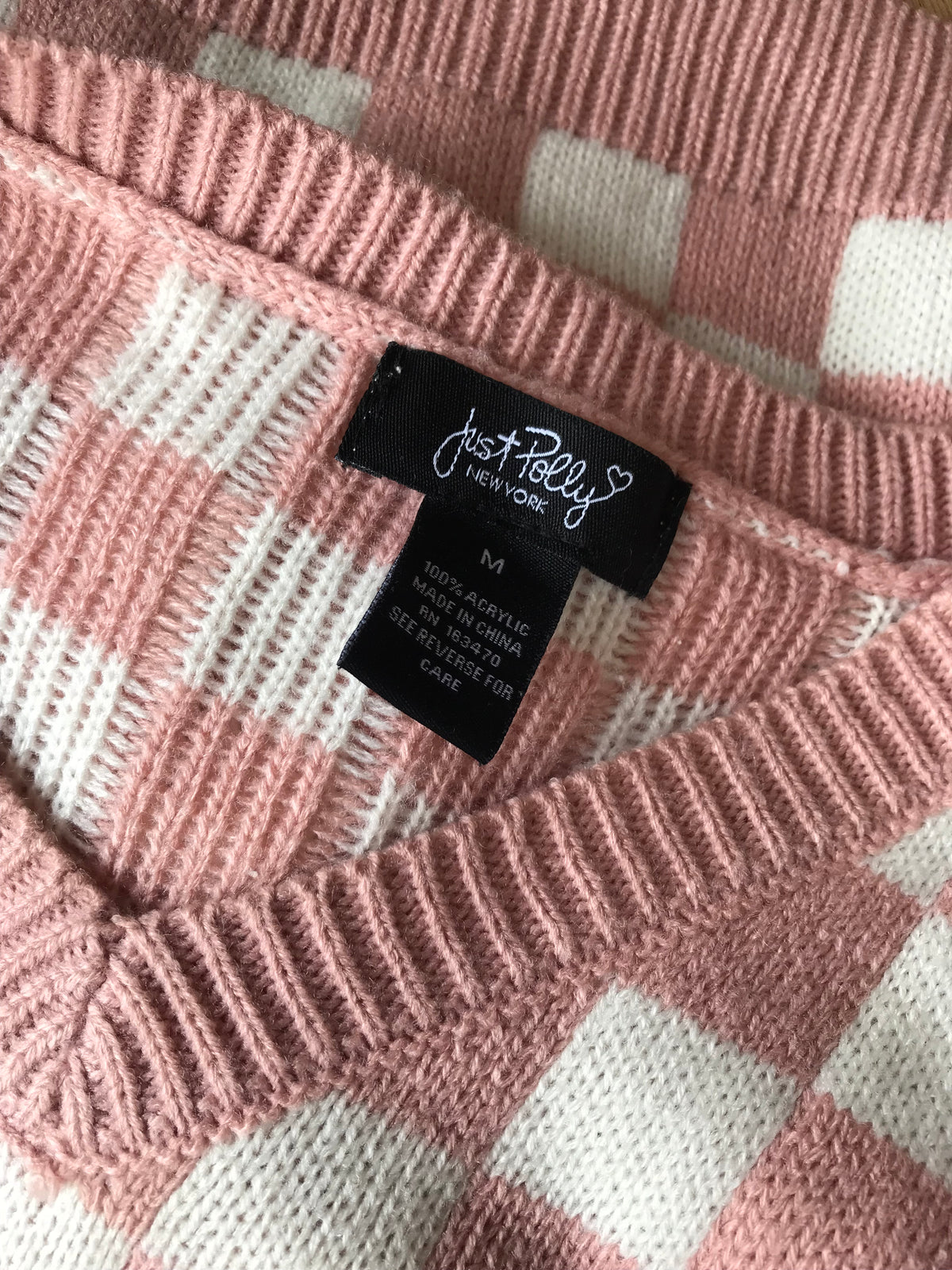 Vintage checker cake knit vest ... M ^^^