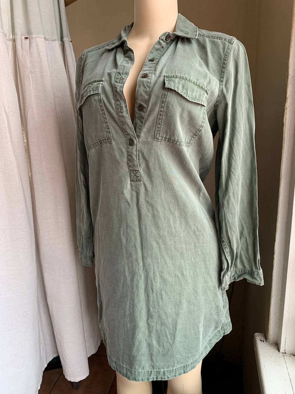 Old Navy green organic shirt dress S