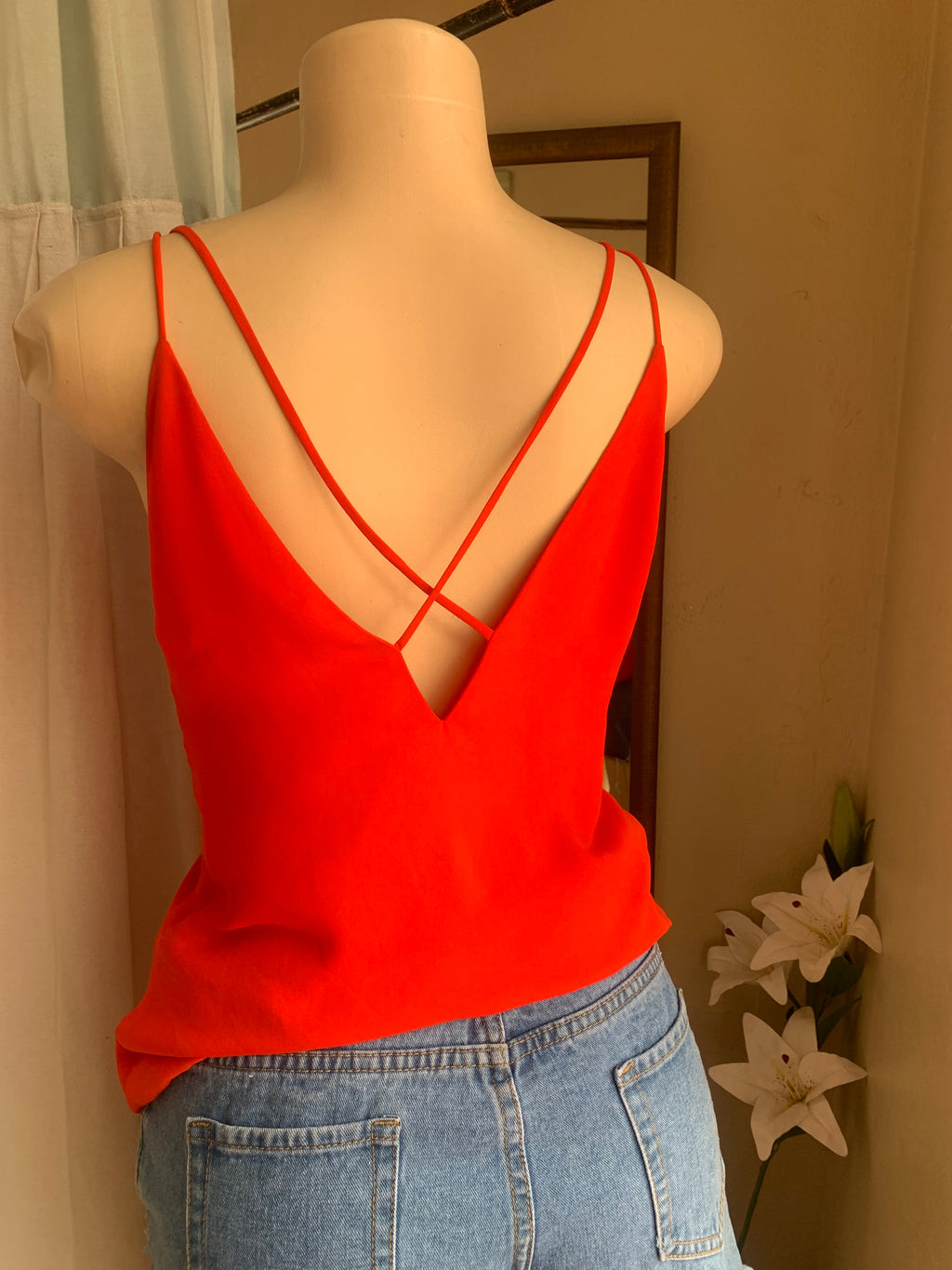 Red cami top with X back detail … Mlll
