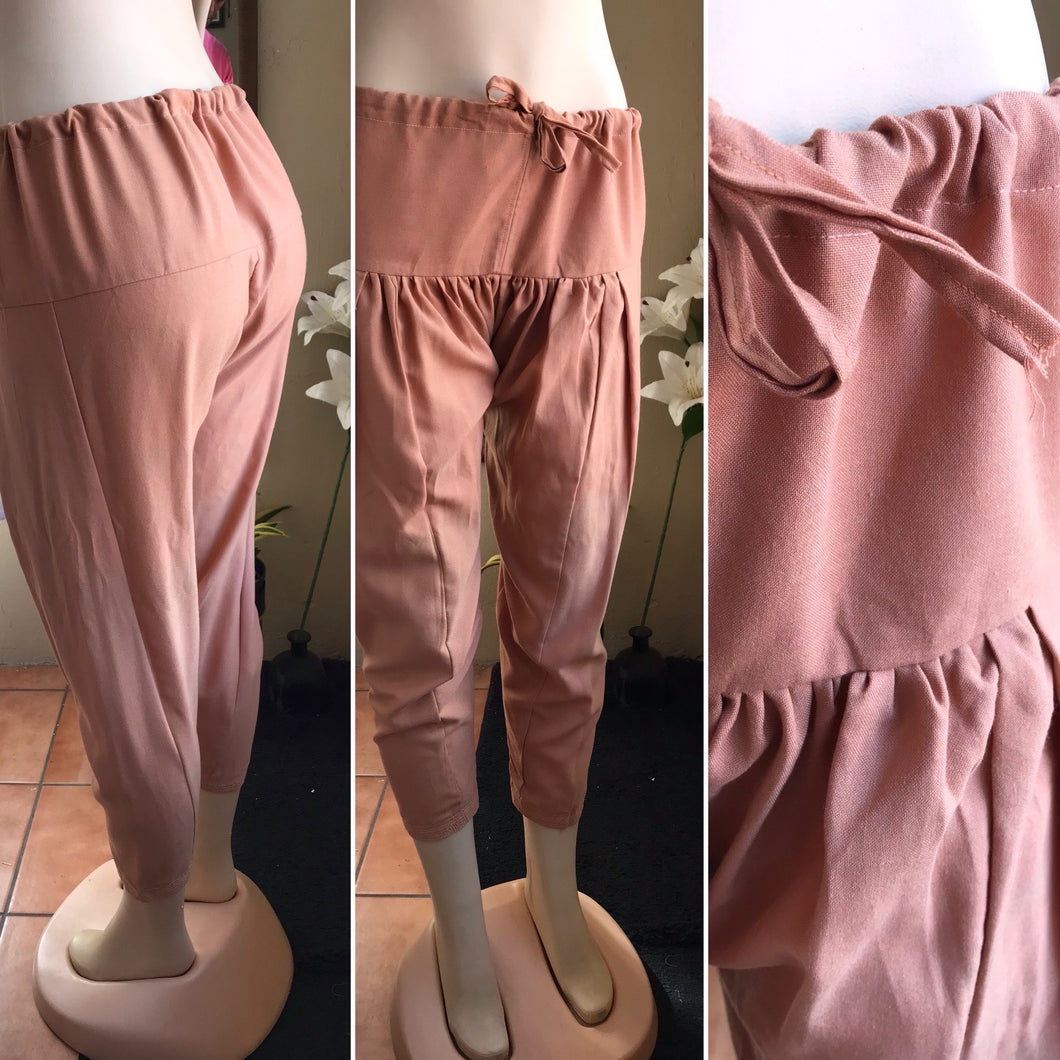 Brown boho harem pants organic ::: m lll ,,,