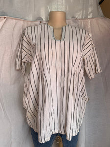 Organic Striped poncho style shirt with pockets … M/L lll ,,,