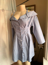 Load image into Gallery viewer, Off the shoulder shirt dress with corset style waist . L
