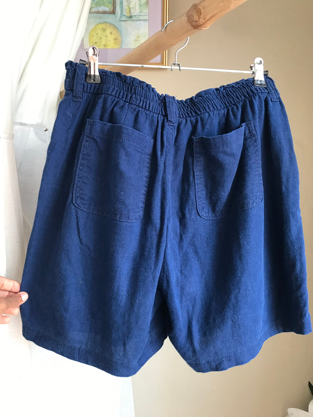 vintage navy linen blend shorts . s