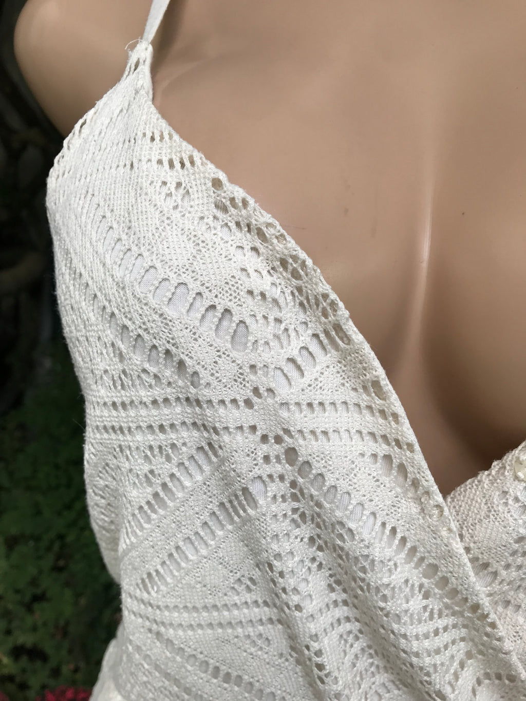 cream lace short spaghetti romper ~~~ s/m