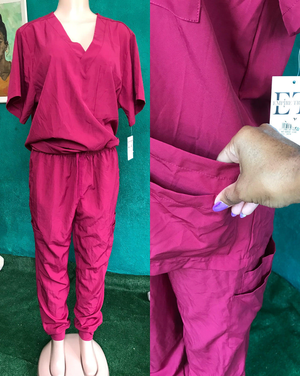 new with tag Maroon scrubs set ::: M