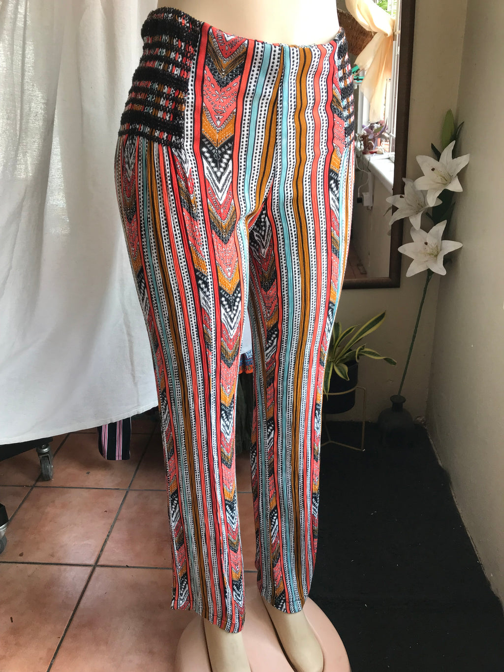 Boho print crinkle pants ::: S-M