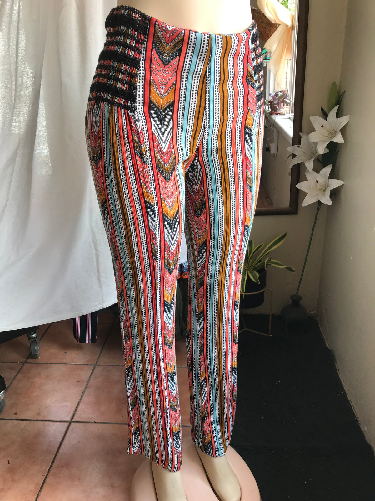 Boho print crinkle pants ::: S-M